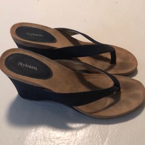 Style&Co. denim and tan wedge sandals